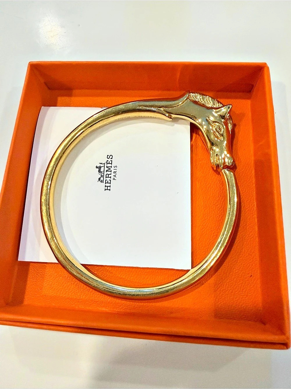 Hermès Cheval Horse Head Bangle Bracelet Gold